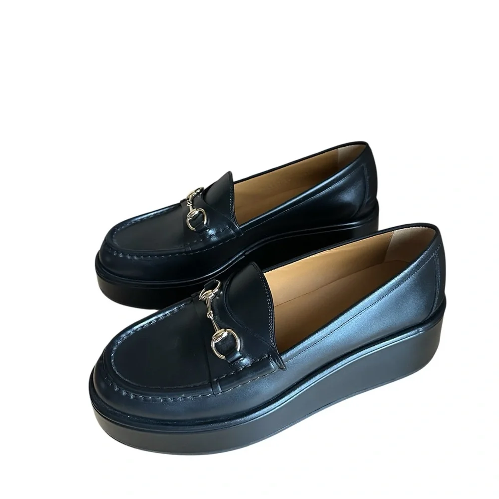 Gucci Ilde Horsebit Flatform leather platform Loafer RETAIL 1,300 - Picture 5 of 14